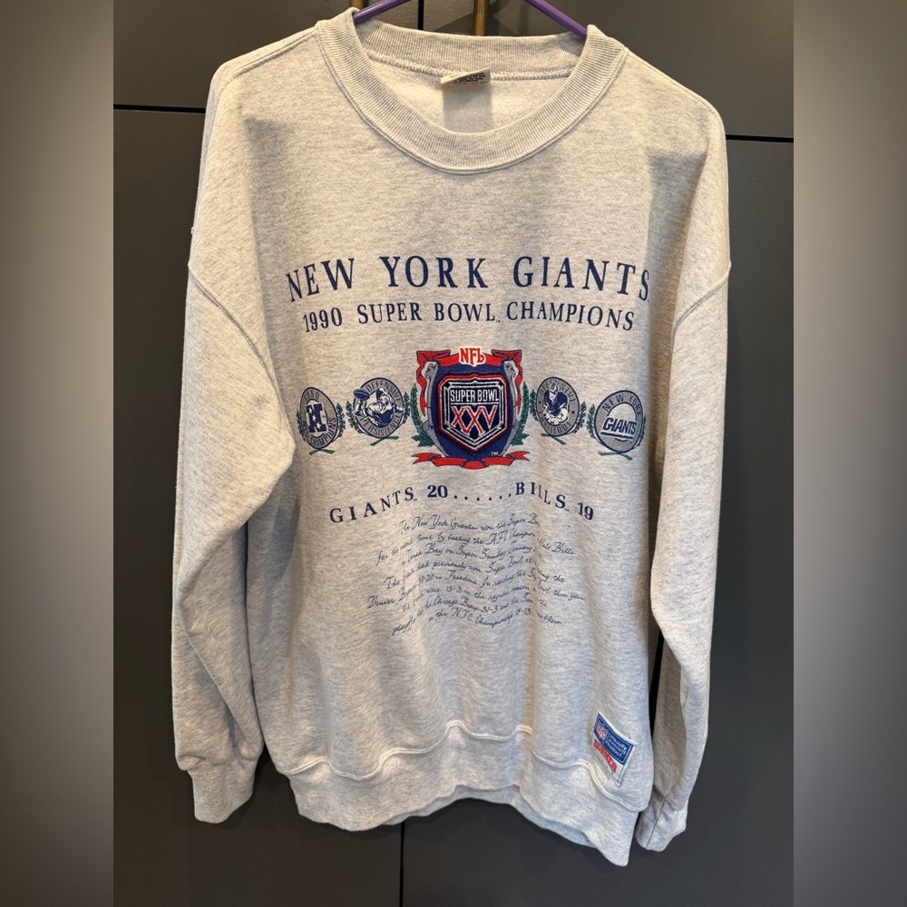 Vintage 1990 New York Giants Super Bowl XXV Champions Nutmeg Crewneck XL USA